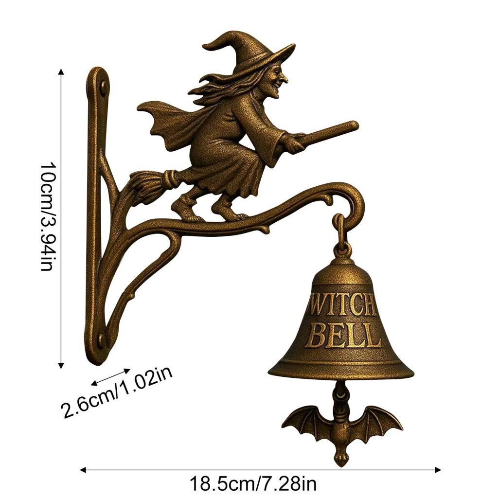 Halloween Retro Decor Hangable Witch Doorbell Suitable For Home Office Entrances Garden Courtyard Bedroom Decoration