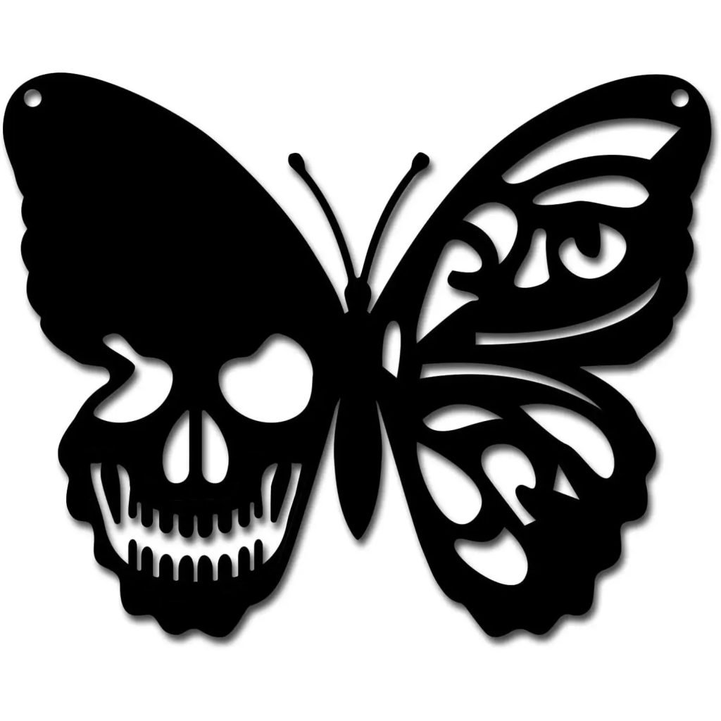 Skull Metal Wall Art Butterfly Decor Wall Hanging Plaques Ornament Iron Wall Art Wall Sticker, Artwork, Iron Art Silhouette