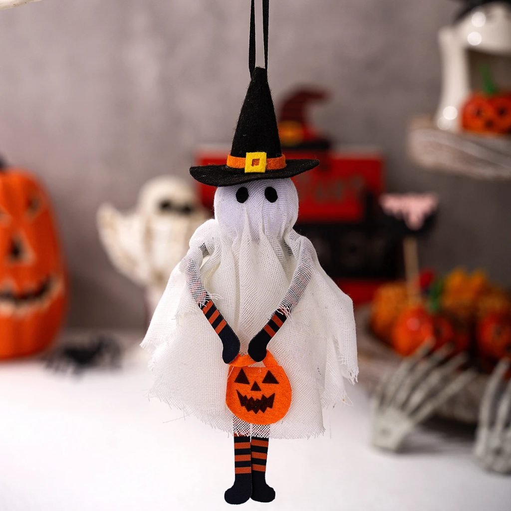New Halloween Hanging Decor – Spooky Black Cat Pumpkin Ghost Skull Ornament for Home Party