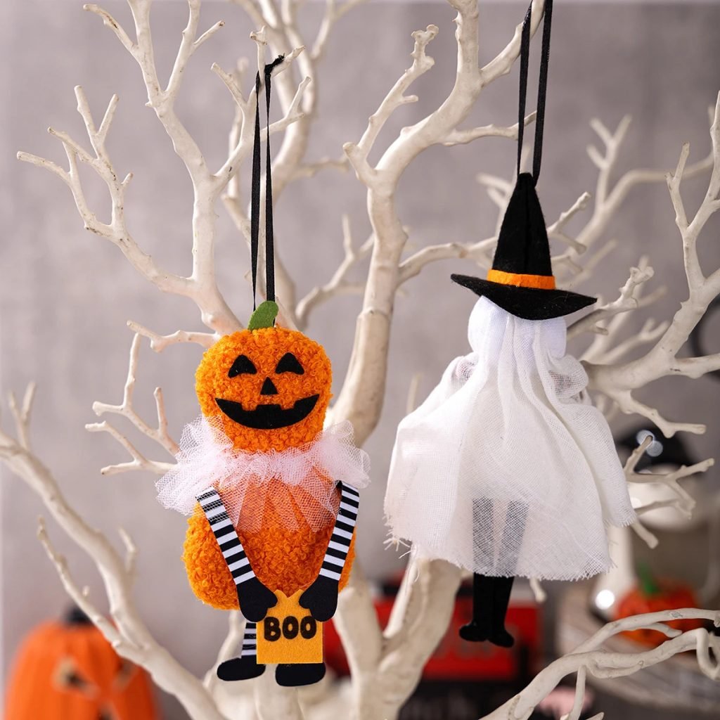 New Halloween Hanging Decor – Spooky Black Cat Pumpkin Ghost Skull Ornament for Home Party