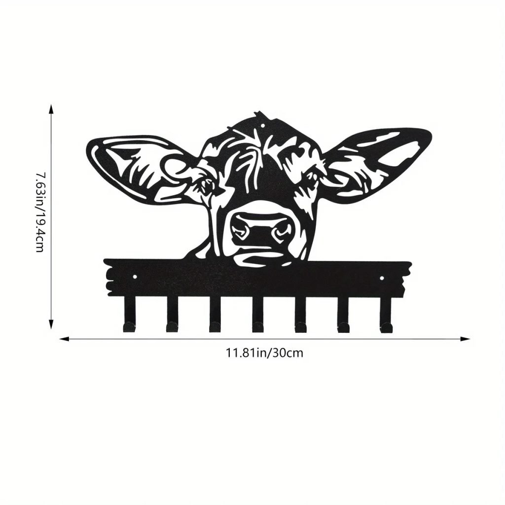 CIFbuy Cow Shaped Door Hook Hanger Decorative, 7 Hooks Coat Rack For Hanging Clothes Hat Towel Keys, Home Decor, Wall Decor