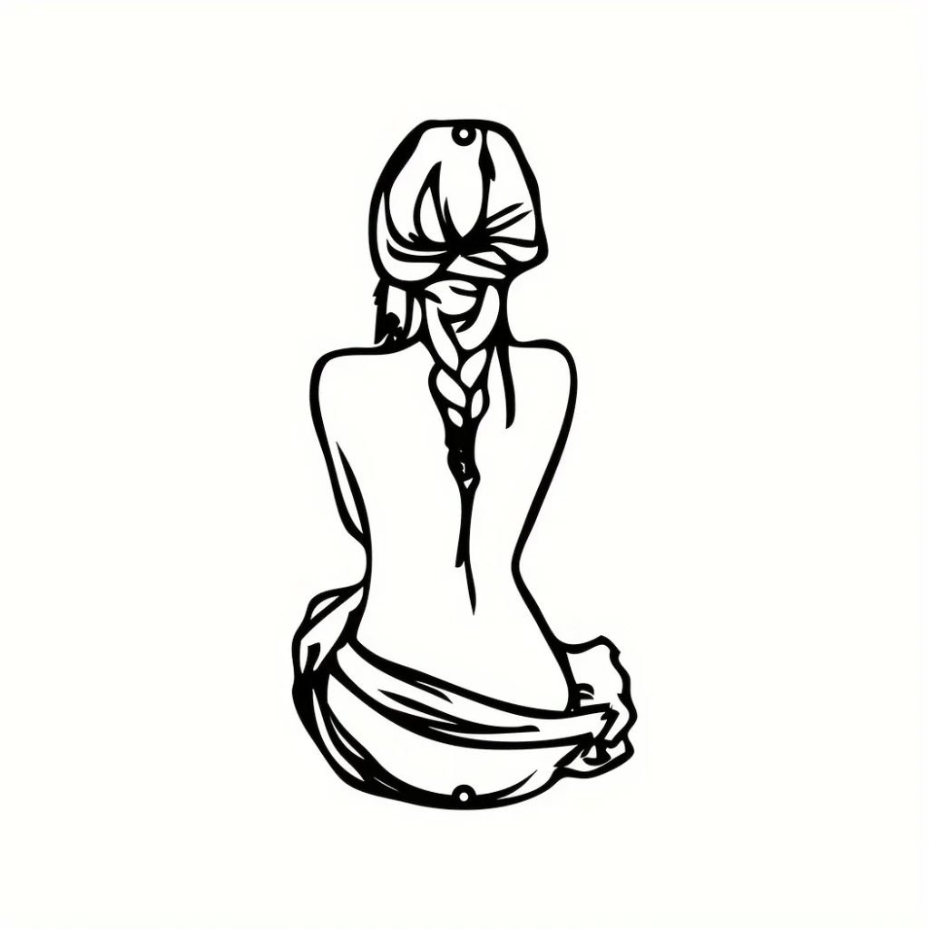 Braid Hair Woman Wall Sign, Minimalist Line Art, Metal Wall Decor, Woman Shape Wall Art, Modern Home Decor, Iron Art Silhouette