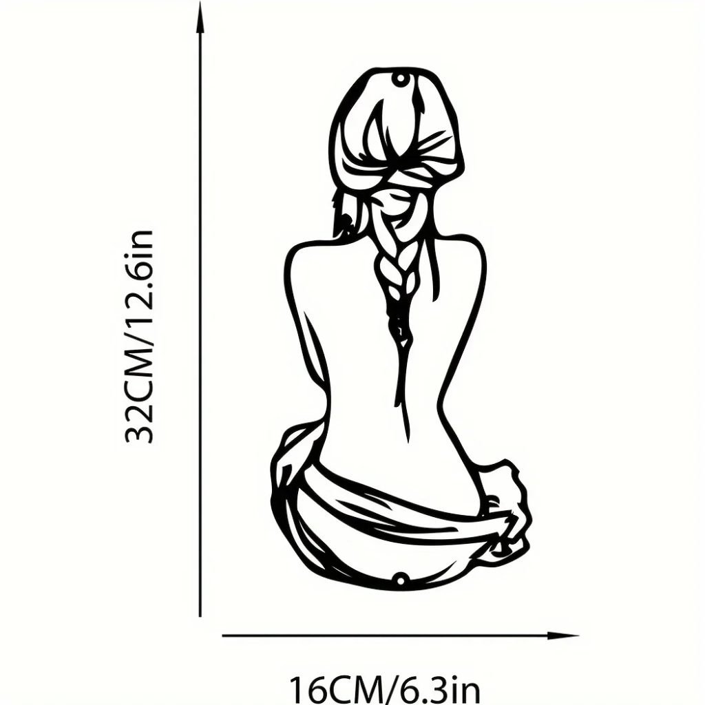 Braid Hair Woman Wall Sign, Minimalist Line Art, Metal Wall Decor, Woman Shape Wall Art, Modern Home Decor, Iron Art Silhouette