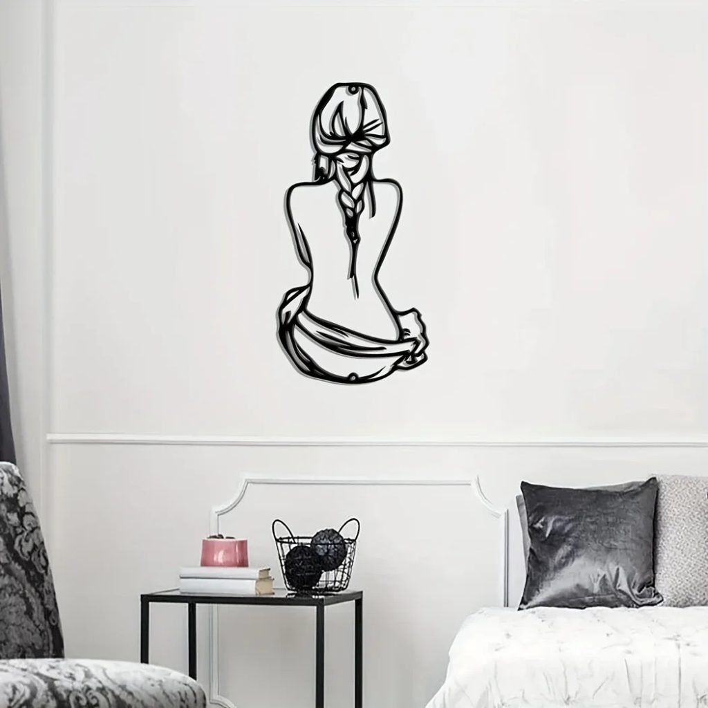 Braid Hair Woman Wall Sign, Minimalist Line Art, Metal Wall Decor, Woman Shape Wall Art, Modern Home Decor, Iron Art Silhouette