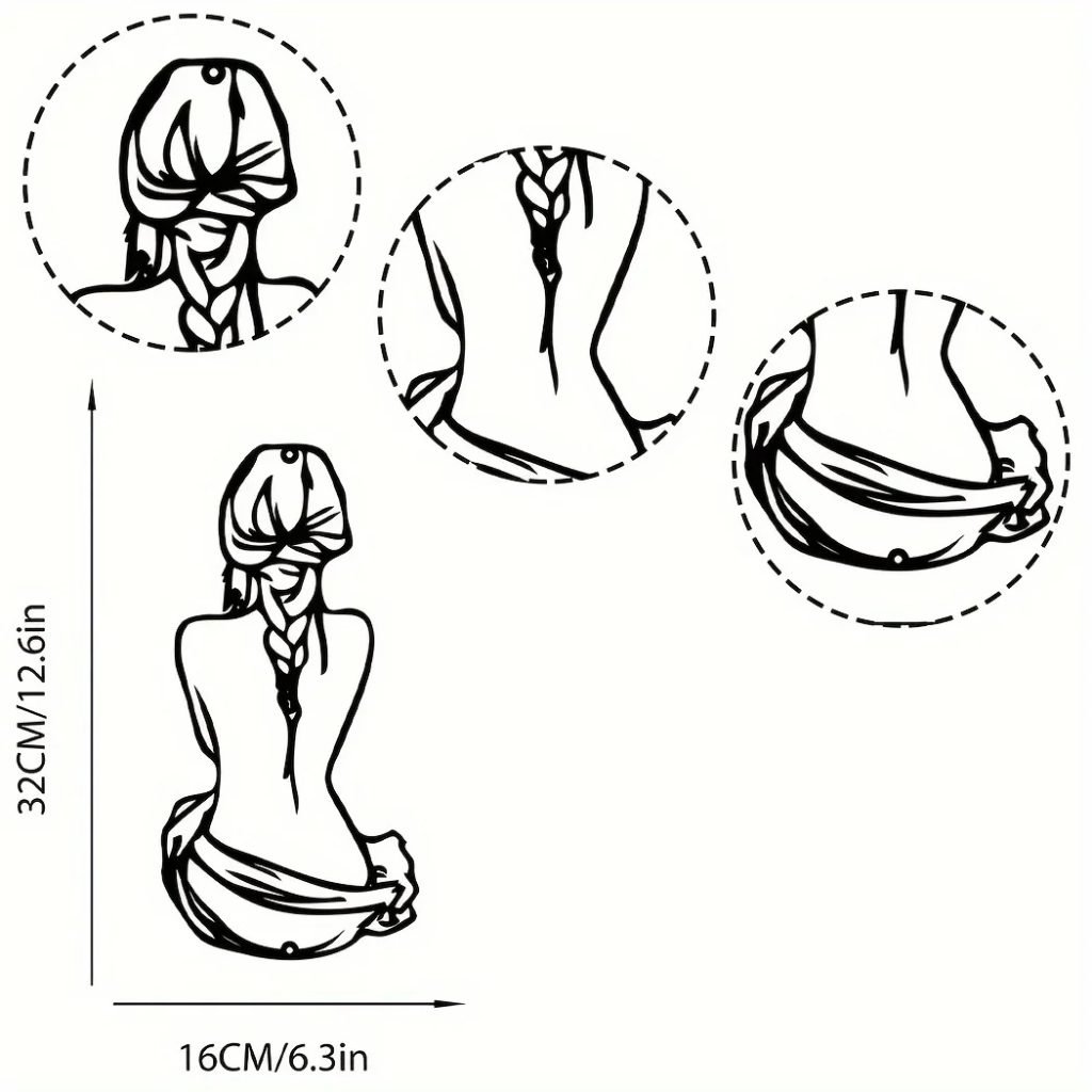 Braid Hair Woman Wall Sign, Minimalist Line Art, Metal Wall Decor, Woman Shape Wall Art, Modern Home Decor, Iron Art Silhouette