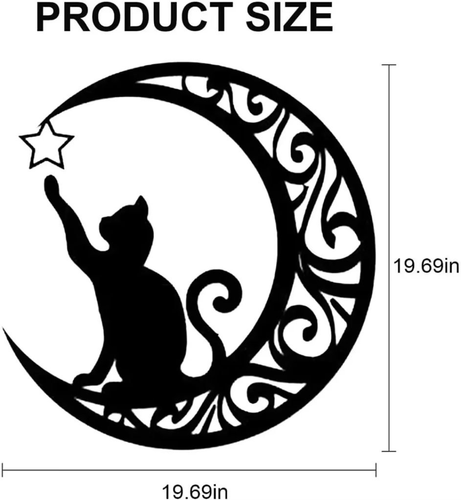 &quote;Unique 1pc Moon and Cat Metal Art. Wall Sculpture with Charm. Cat Silhouette Hanging. Decorative Iron Art for Your Wall.&quote;