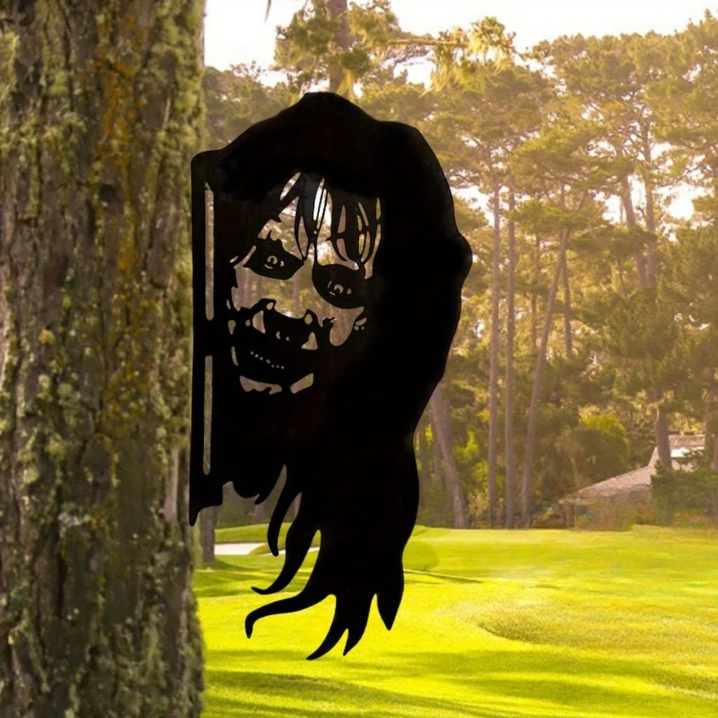 Gothic Witch Metal Wall Art | Macabre Iron Decor with Peep Hole Design | Spooky Halloween Ornament | Halloween & Christmas Gift