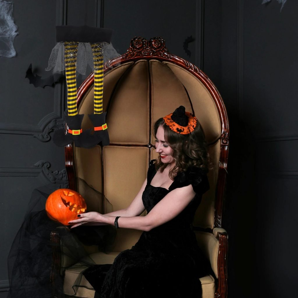 Hanging Witch Legs Spooky Outdoor And Indoor Spider Web Decorations For Front Door Porch Outdoor Scary Halloween