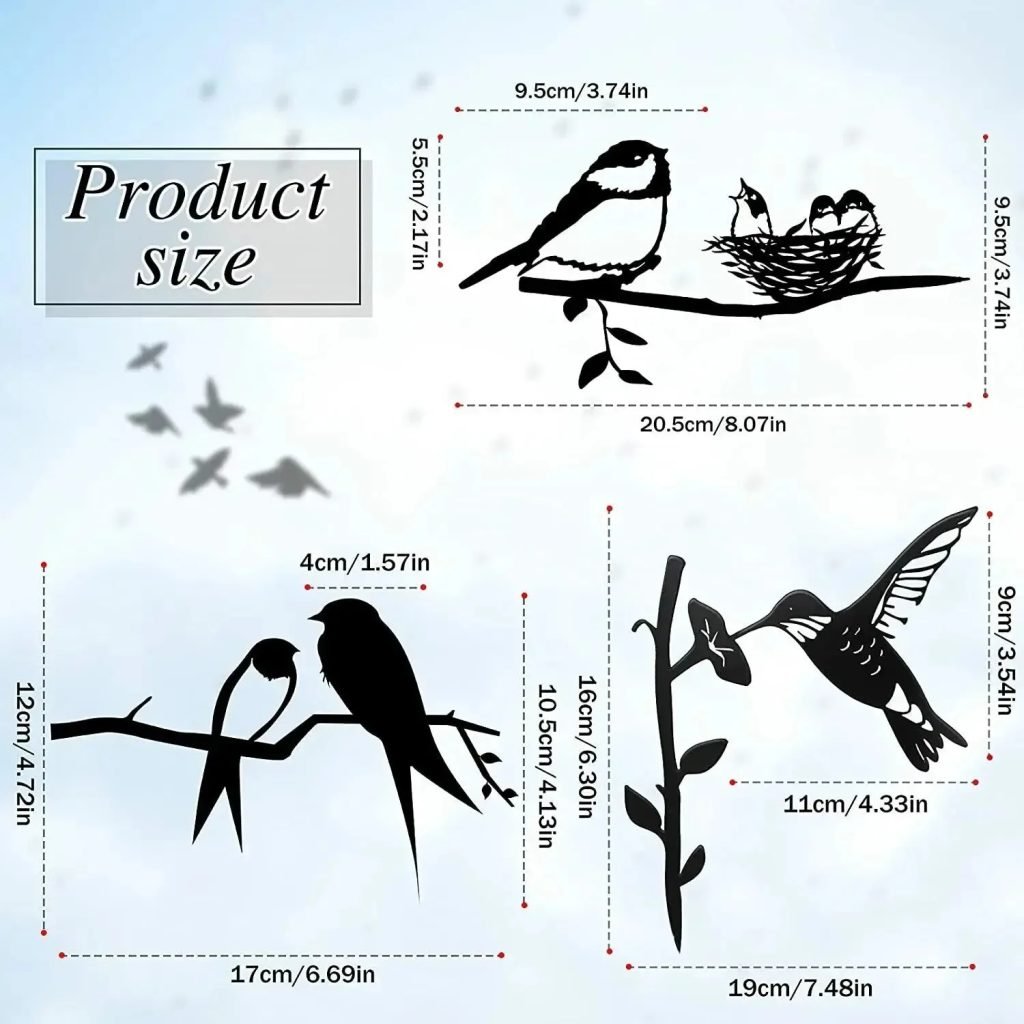 3 PCS Metal Bird Silhouette Wall Art Decor Birds on The Branch Metal Bird Statue,Iron Art,Artwork,Iron Art Silhouette,Home Decor