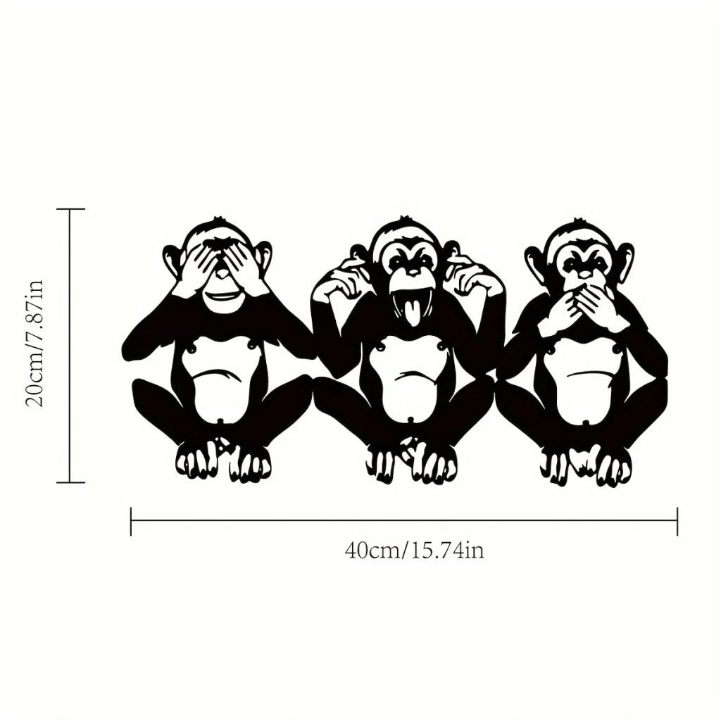 Three Wise Monkeys Metal Wall Art – Monkey Trio Decor See No Evil Hear No Evil Metalwork Sculpture Ideal Gift
