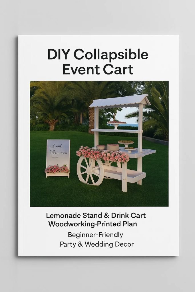 DIY Collapsible Event Cart | Lemonade Stand & Drink Cart Woodworking Printed Plan | Beginner-Friendly | Party & Wedding Decor