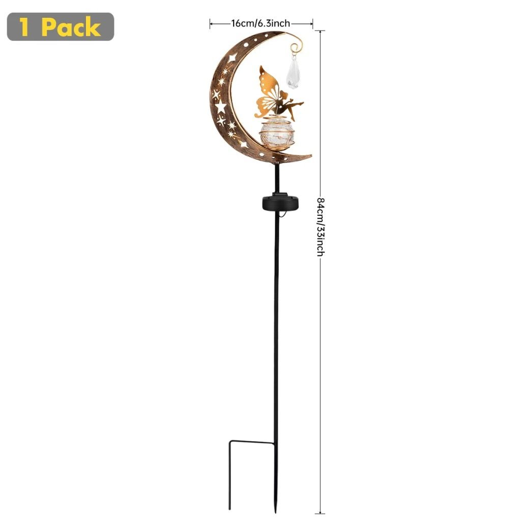 Solar Decroation Light Moon Fairy Lamp Outdoor Garden Crackle Glass Globe with Angel Pathway Stake Light Solar Grdound Light
