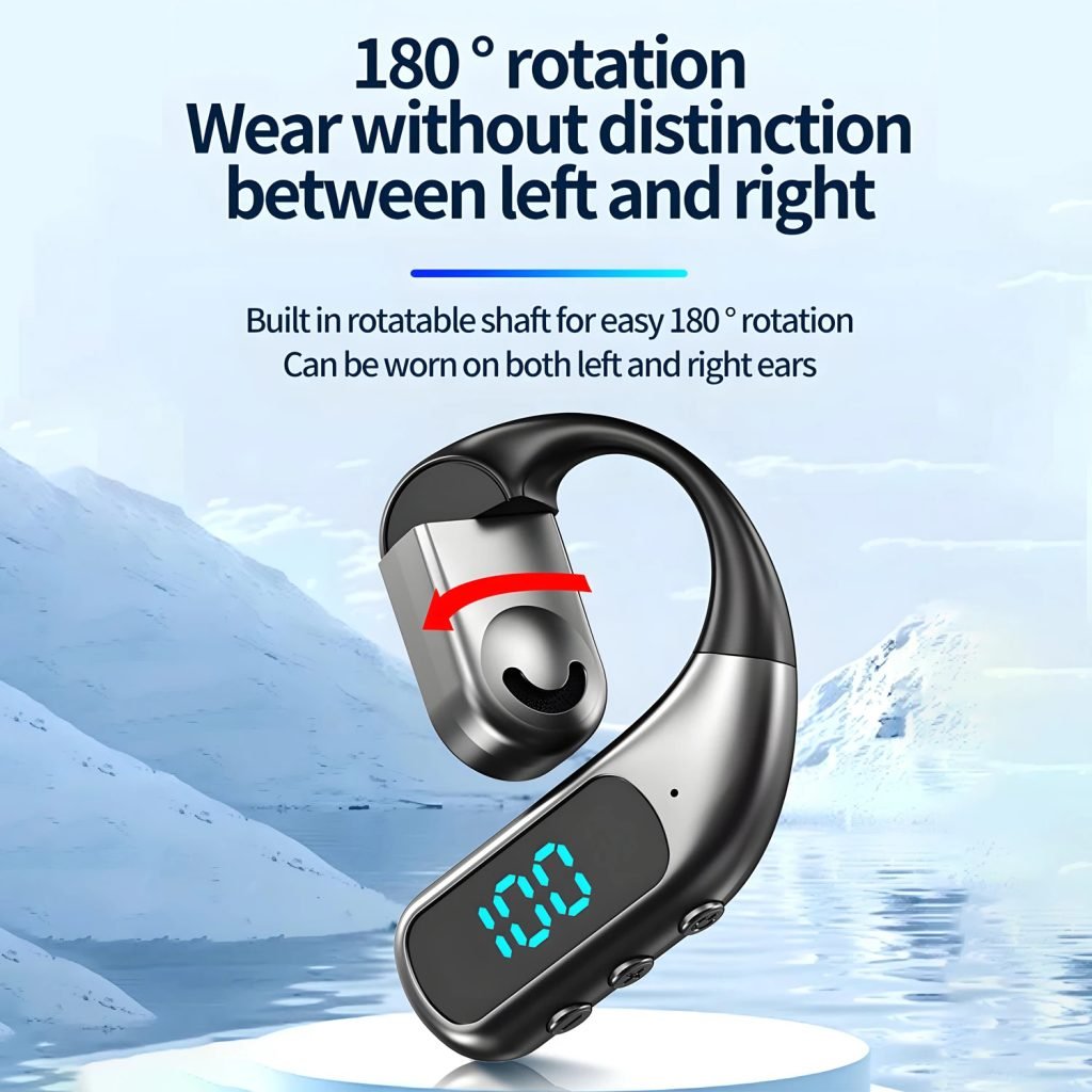 Wireless Bluetooth-compatible Headset Digital Display Bone Conduction Concept Business Ear-mounted Earphones