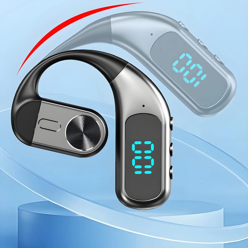 Wireless Bluetooth-compatible Headset Digital Display Bone Conduction Concept Business Ear-mounted Earphones