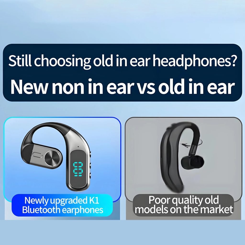 Wireless Bluetooth-compatible Headset Digital Display Bone Conduction Concept Business Ear-mounted Earphones