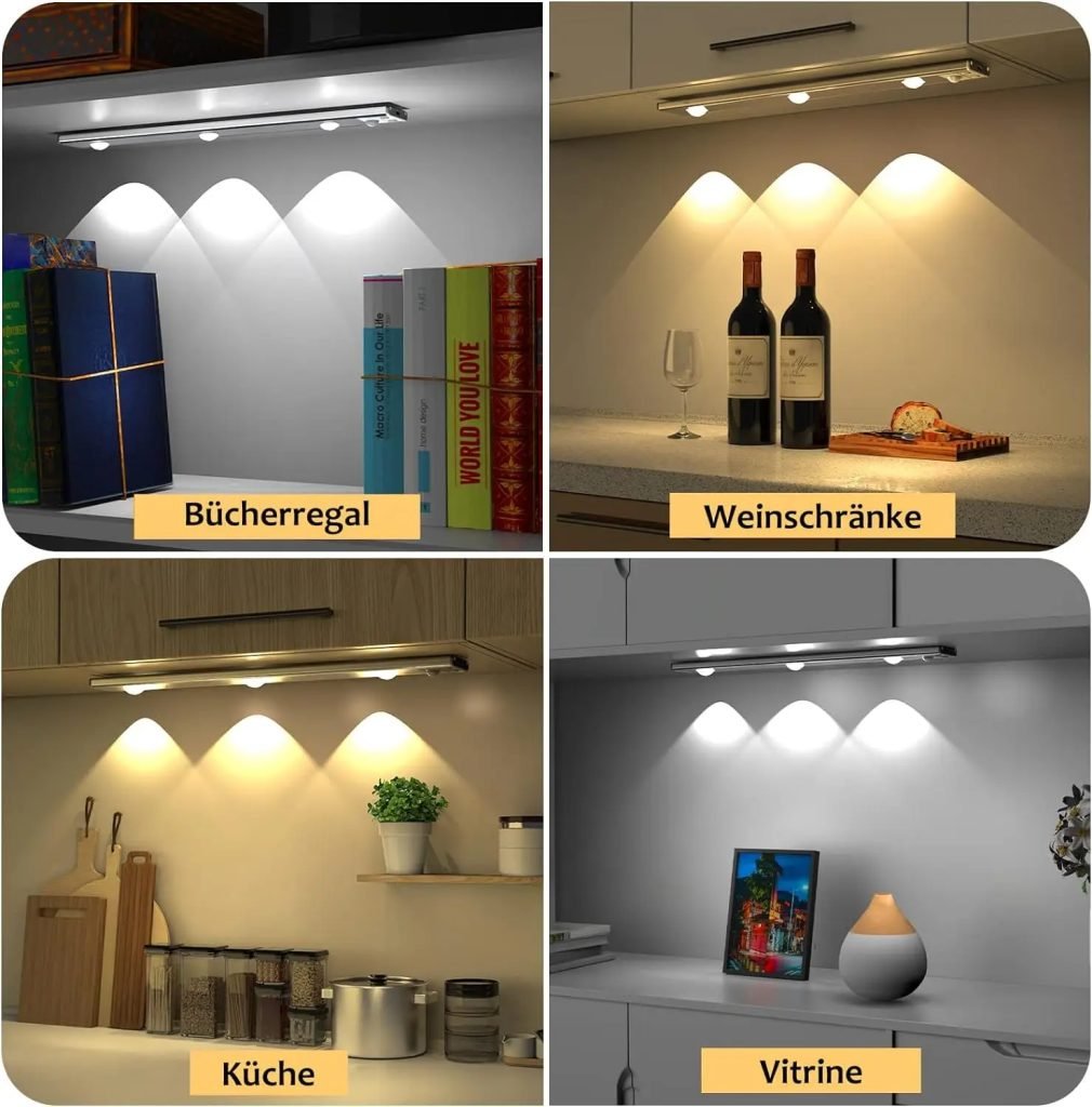 Wireless Ultra Thin Motion Sensor LED Cabinet Light Dimmable Lamp USB Rechargeable 3 Colors for Kitchen Wardrobe Bedroom Stairs