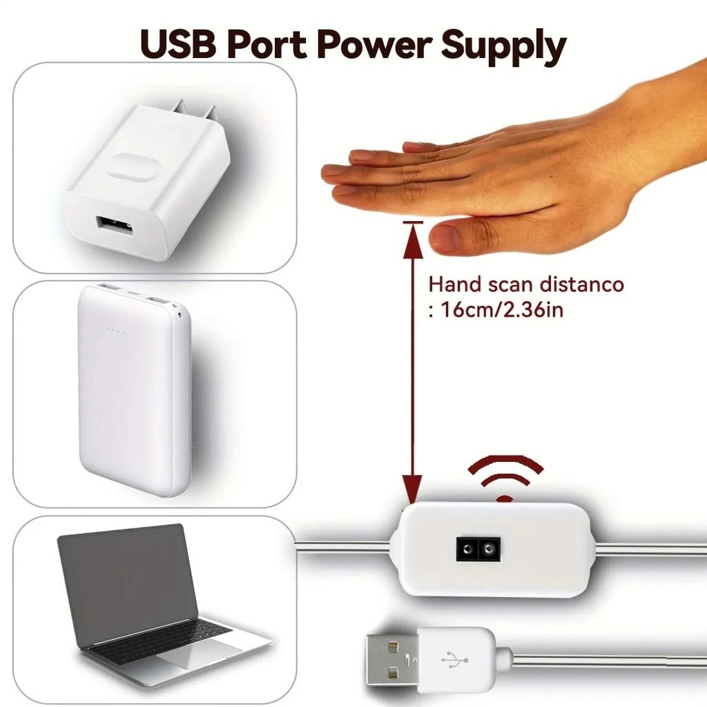 1M DC 5V Night Lights Lamp USB Gesture Sensor Dimmable 60 LEDs/m Strip Lights TV Backlight Kitchen Hand Sweep Waving Tape Diode