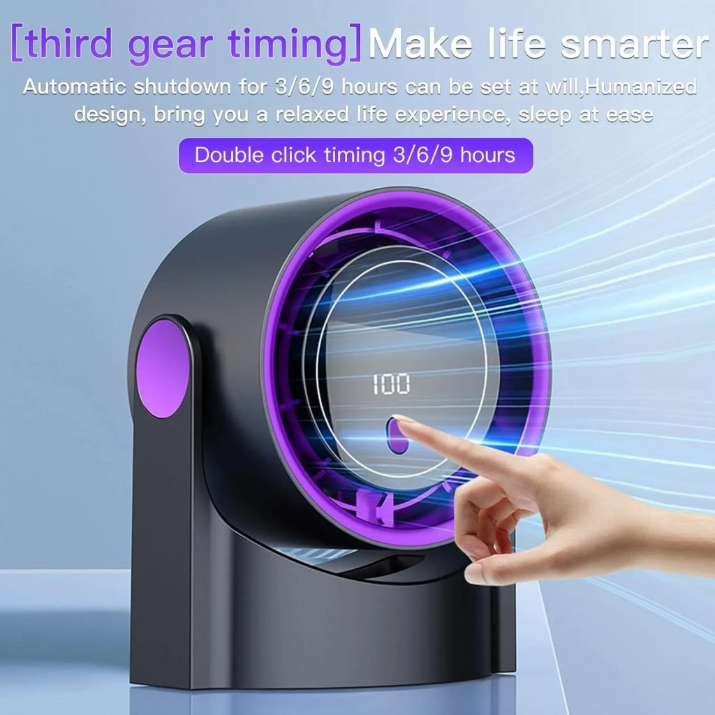 Desktop Smart Electric Fan 100 Wind Speed Settings Usb Charge Digital Display High-speed Circulating Cooling Silent Portable Fan