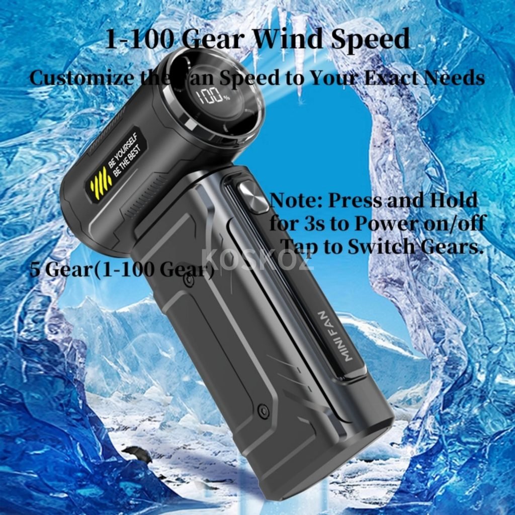 High Speed Handheld Turbo Fan, 5 Gear 76000RPM Super Power Air Dust, Turbo Fan for House, Outdoor. Dust Blower for Computer, Car