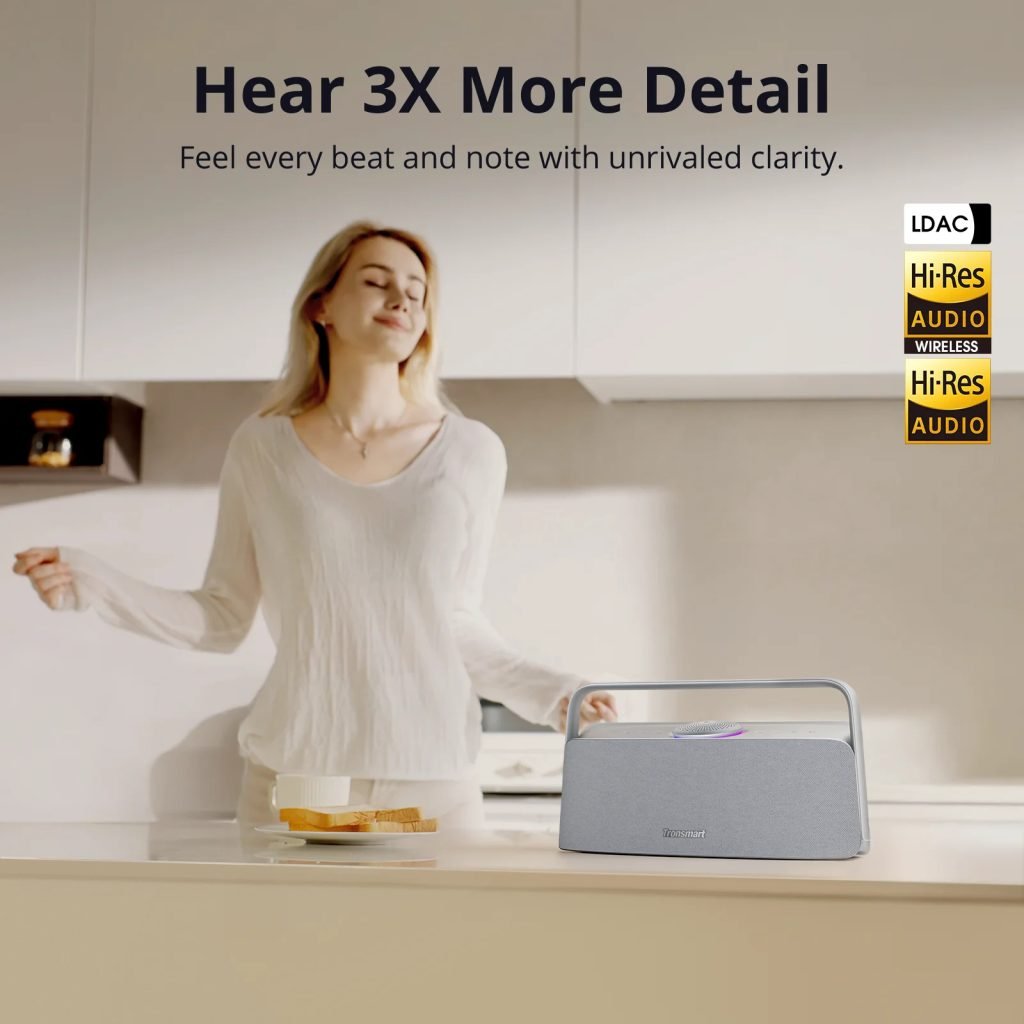 Tronsmart Fiitune X30 Speaker Bluetooth Hi-Res Home Audio with 80W Powerful, IPX6, APP Control, Portable Handle, DSP Technology
