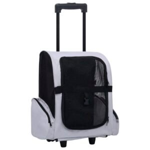 Pet Trolley Grey Fabric Collapsible Pet Trolley Rectangular