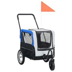 Pet Bike Trailer Grey and Blue Oxford fabric and Steel 20.9 lb