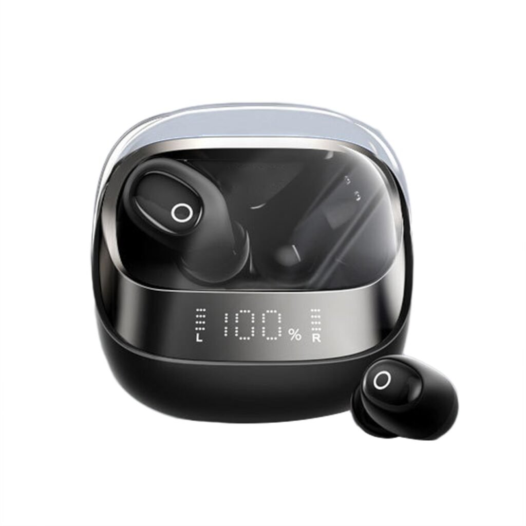 Wireless Earbud In-Ear Stereo Headphones Noise Canceling Earphone Power Display Charging Case Low Latency Earbud Black