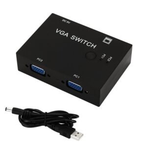 2 Port VGA Video Switch box Selector 2 In 1 Out For LCD PC Video Converter black