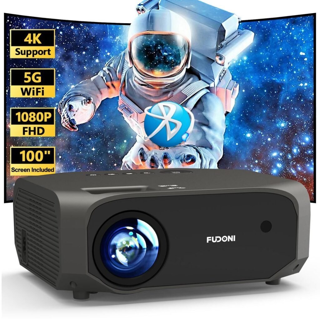 Projector with 5G WiFi and Bluetooth, 10000L Native 1080P Portable Outdoor Video Projector 4K Supported, Home Theater Movie Projector with Screen for Phone/PC/TV Stick/PS5(FBA???,?????)