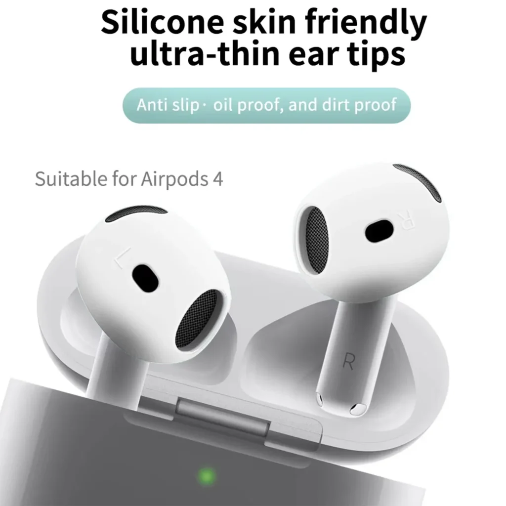 Color: BROWN, Size: 3XS – Anti-Slip Ear Covers Eartips for Apple AirPods 4 Replacement Ultra Thin Earbuds Cover Earphone Skin for AirPods 4 Accessories