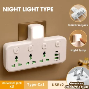 Color: army green - EU UK AU US Plug AC Outlet Power Strip Multiprise Wall Socket Universal Network Filter USB Cherger Separate Switch light Adapter