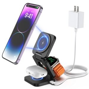 Color: Black suit - Three In One Magnetic Suction Wireless Charger