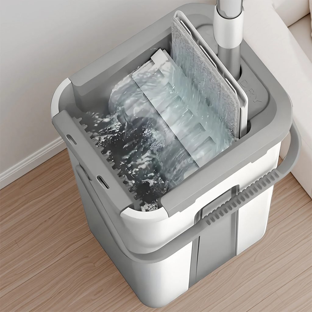 Magic Mop and Bucket Set – Spin 360 Flat Mop, Wet Dry Cleaning Tool for Home, Kitchen, Bathroom Floorsincluding four mops