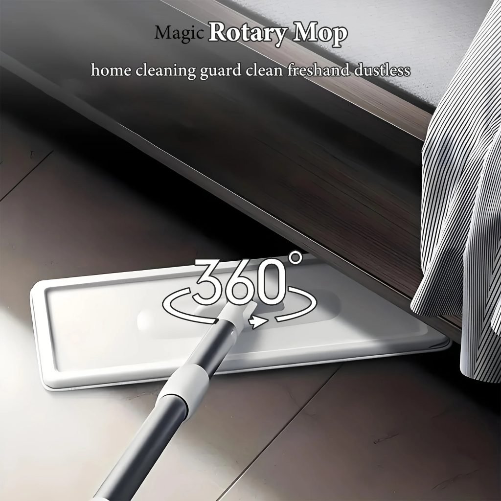 Magic Mop and Bucket Set – Spin 360 Flat Mop, Wet Dry Cleaning Tool for Home, Kitchen, Bathroom Floorsincluding four mops