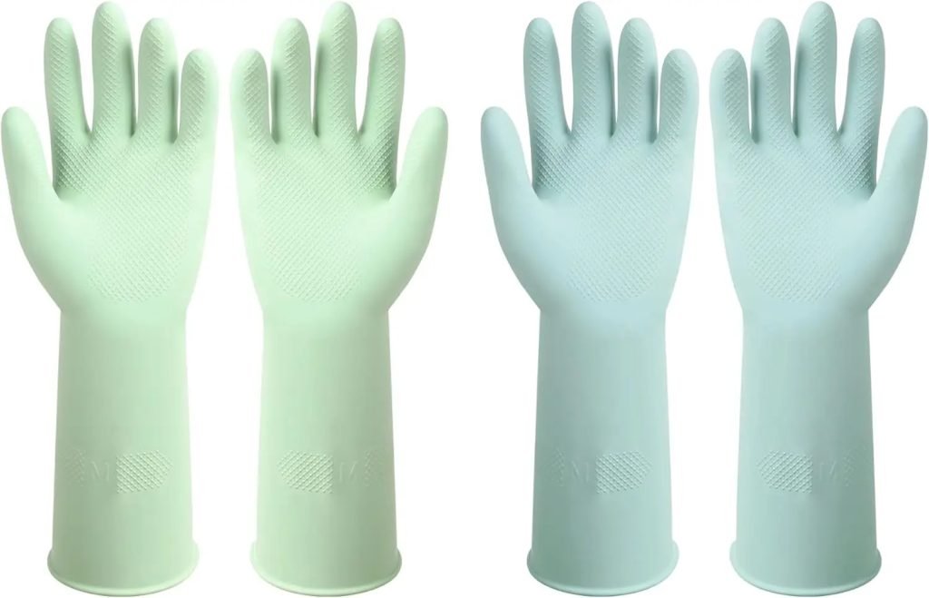 Dishwashing Rubber Gloves Reusable Kitchen Gloves 2Pairs Cleaning Gloves for Washing Dishes Long-lasting&Non-Slip