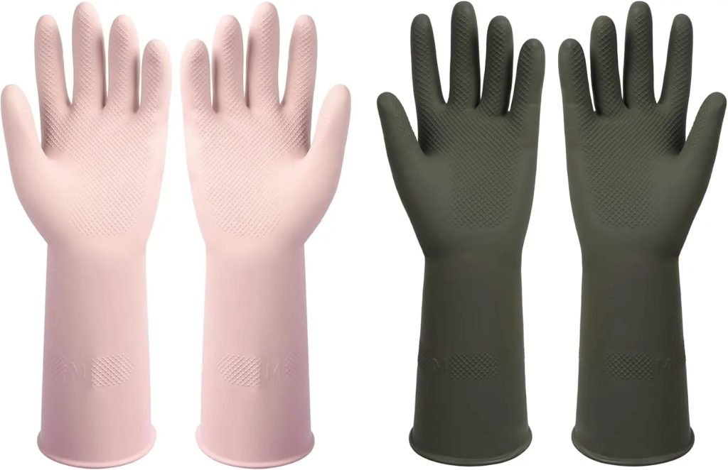 Dishwashing Rubber Gloves Reusable Kitchen Gloves 2Pairs Cleaning Gloves for Washing Dishes Long-lasting&Non-Slip