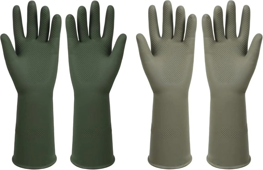 Dishwashing Rubber Gloves Reusable Kitchen Gloves 2Pairs Cleaning Gloves for Washing Dishes Long-lasting&Non-Slip