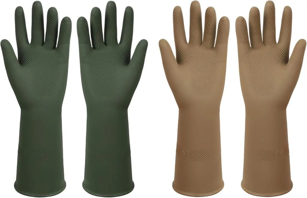Dishwashing Rubber Gloves Reusable Kitchen Gloves 2Pairs Cleaning Gloves for Washing Dishes Long-lasting&Non-Slip
