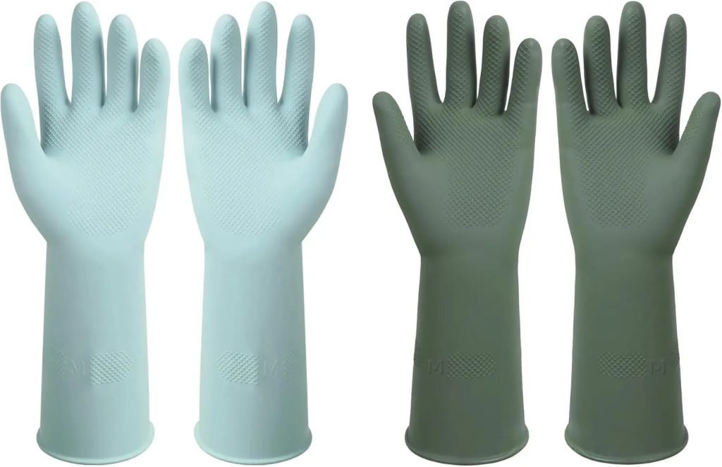 Dishwashing Rubber Gloves Reusable Kitchen Gloves 2Pairs Cleaning Gloves for Washing Dishes Long-lasting&Non-Slip