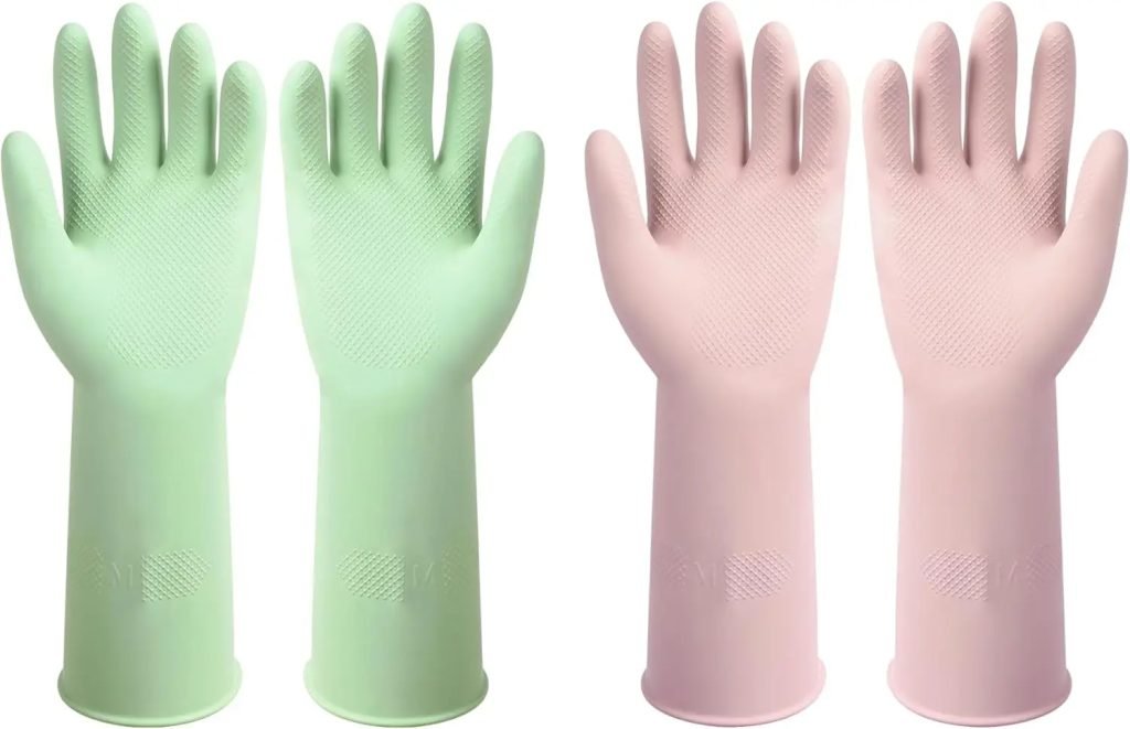 Dishwashing Rubber Gloves Reusable Kitchen Gloves 2Pairs Cleaning Gloves for Washing Dishes Long-lasting&Non-Slip