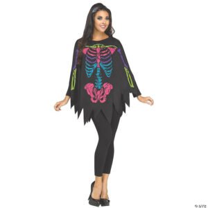 Poncho skeleton color ad one sz