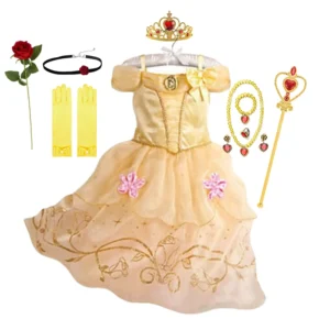 Belle Princess Dress for Girls Cosplay Beauty and The Beast Snow White Costumes Kids Halloween Carnival Birthday Clothes