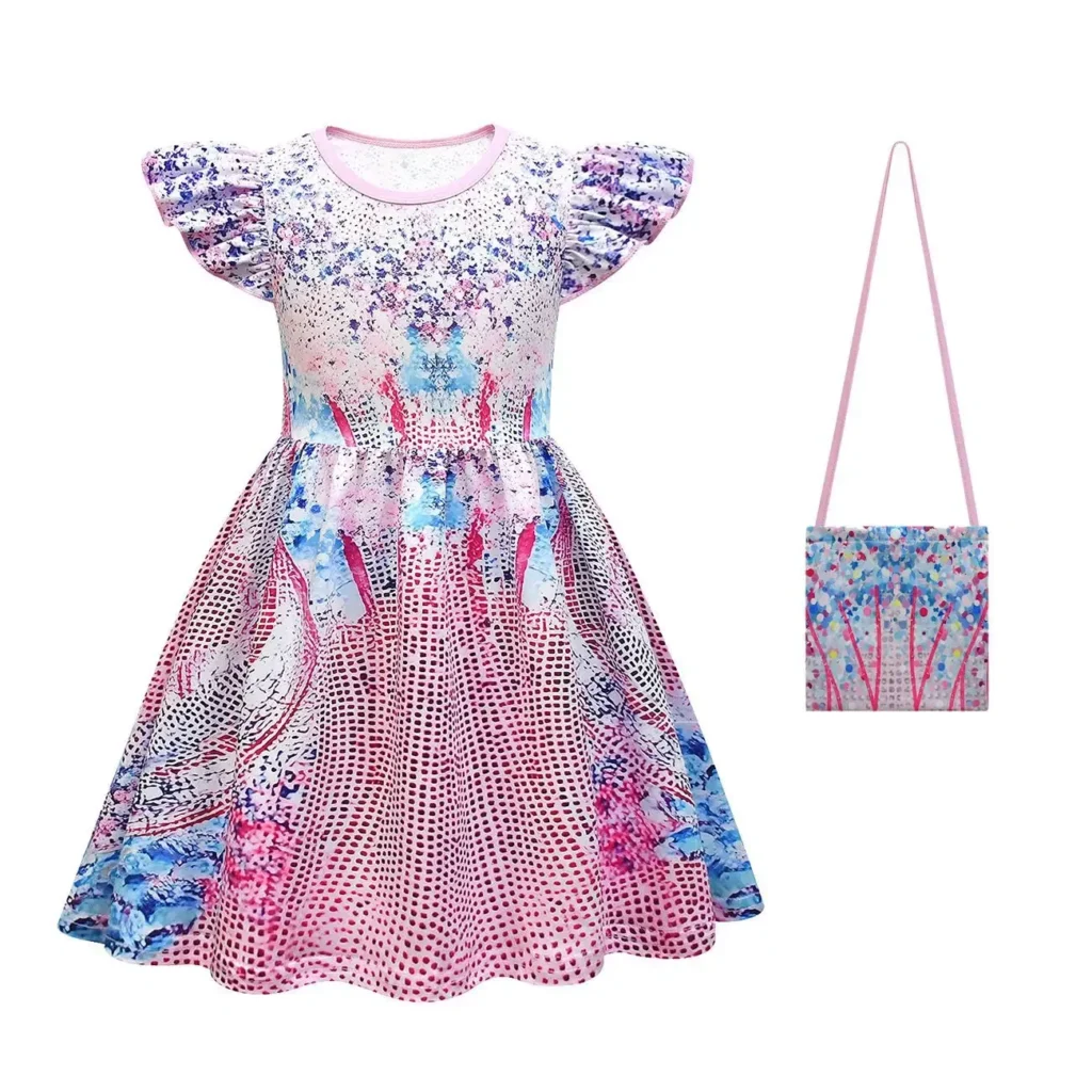 Color: black, Kid Size: 14 – Musiz Taylors Swifty Baby Girl Dresses Kids Swifting Clothes Cosplay Costume Summer Children Short Sleeve Casual Lace Dress +Bag