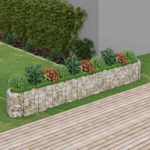 Gabion Raised Bed Silver Galvanized Iron 157.5 x 19.7 x 19.7 in