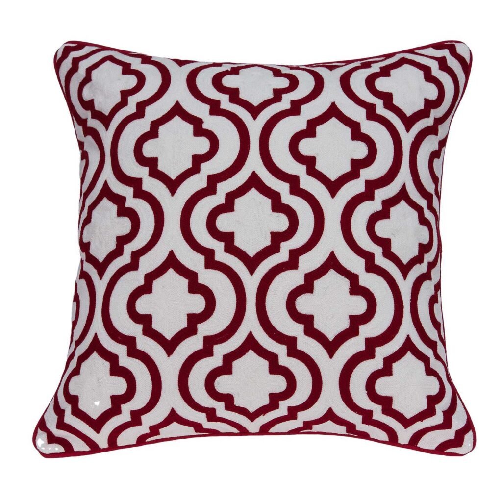 20″ X 7″ X 20″ Transitional Red And White Accent Pillow Cover With Poly Insert