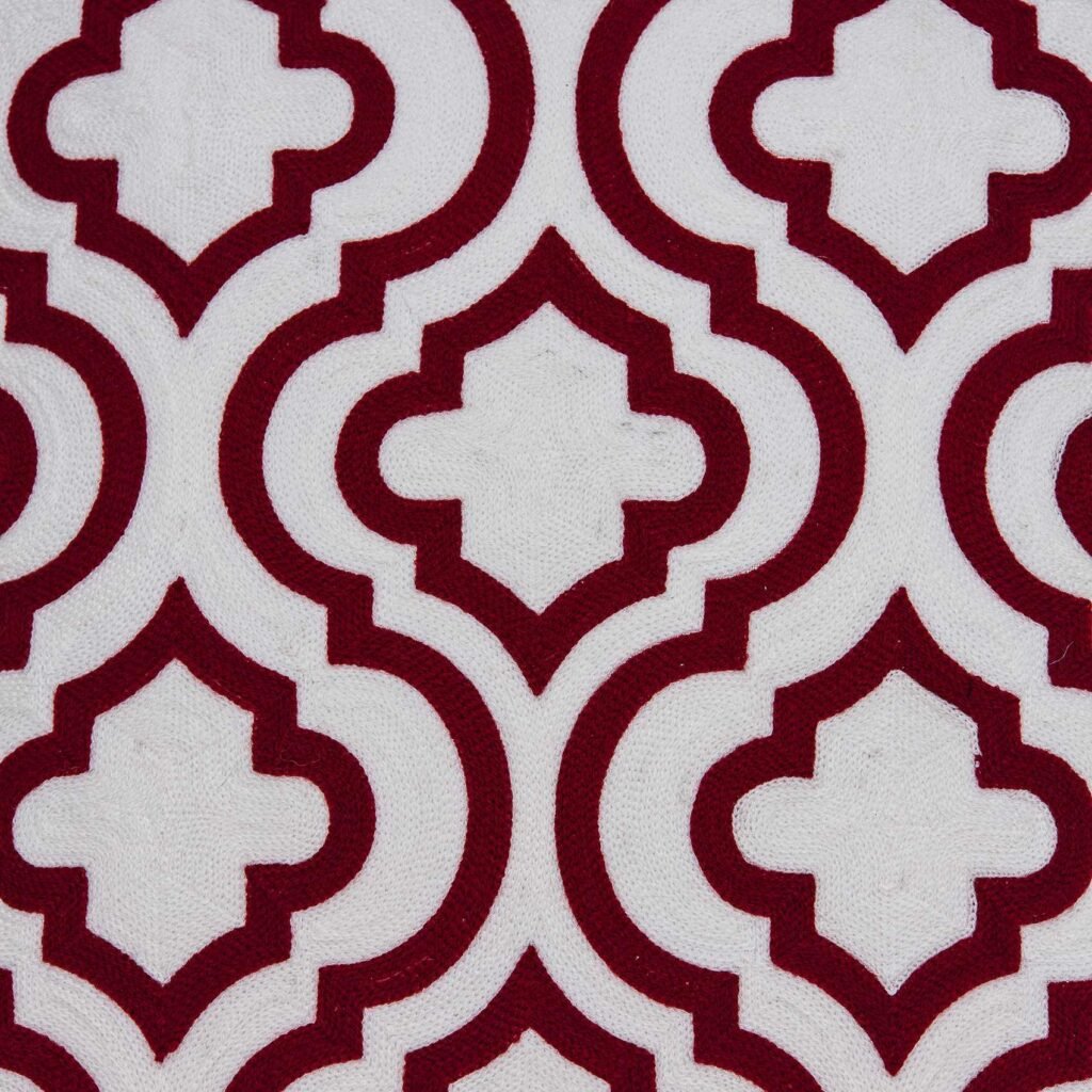 20″ X 7″ X 20″ Transitional Red And White Accent Pillow Cover With Poly Insert