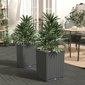 Planter Set of 2 Black Polypropylene 11.8x11.8x14.6 in.