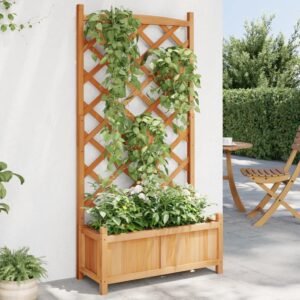 Planter Brown Solid fir wood Large Durable Planter