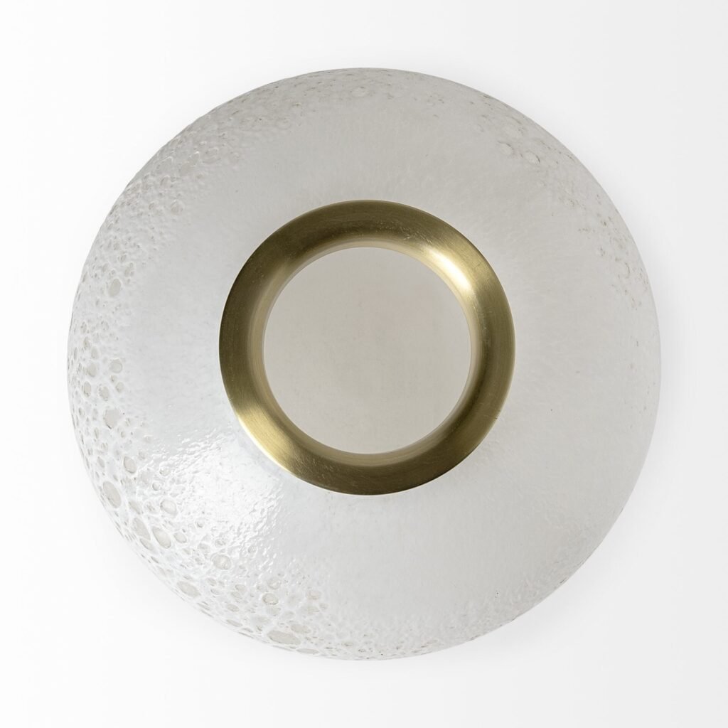 8″ Modern Pearl White Gold Rim Rounded Square Glass Vase