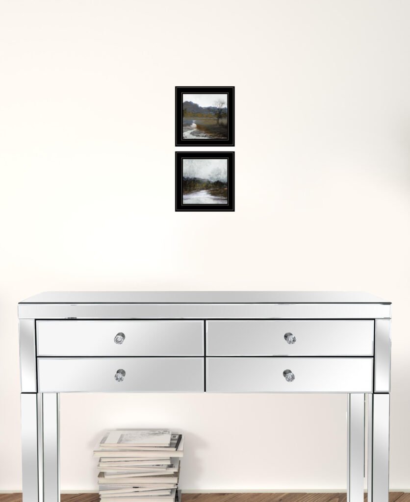 Set Of Two Winter Landscape 2 Black Framed Print Wall Art